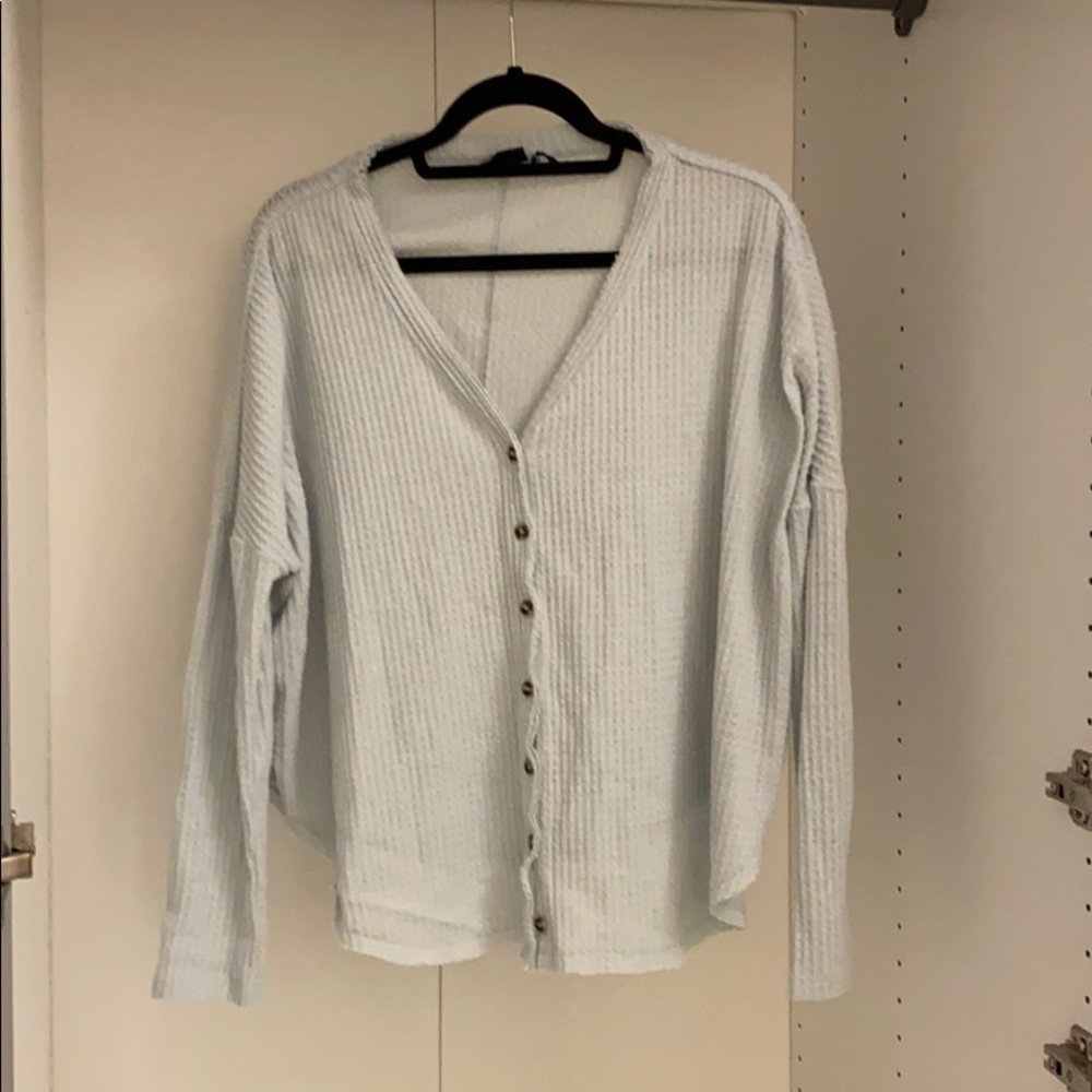 Mint Green Flannel Cardigan